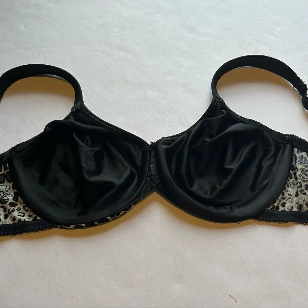 Wacoal Bra Black and Tan Leopard Print Underwire, no padding Size 34D